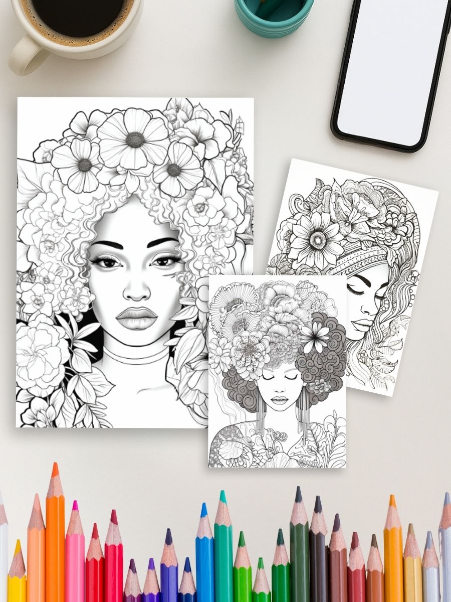 Black Women Coloring Pages – 1366 Page Bundle - Image 4