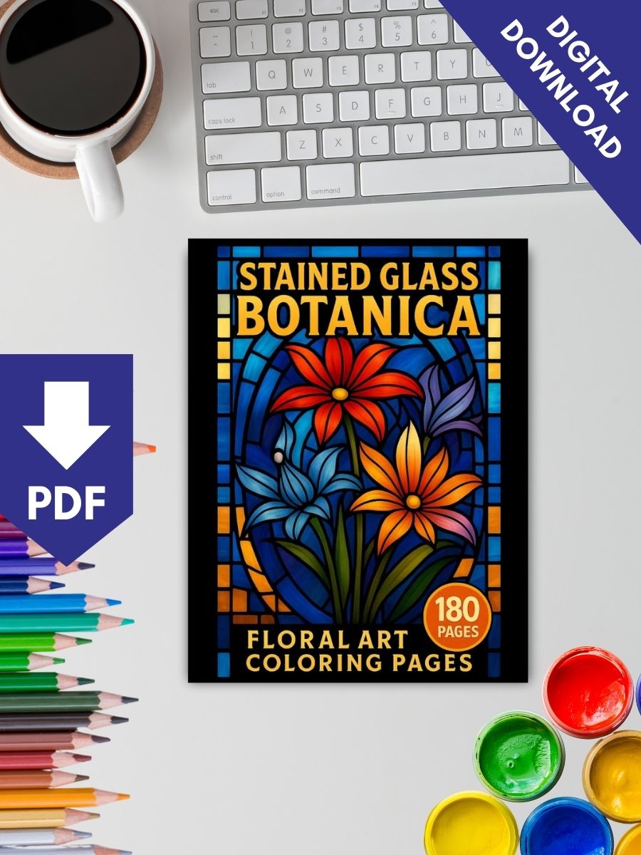 Stained Glass Botanica – 180 Floral Art Pages - Image 2