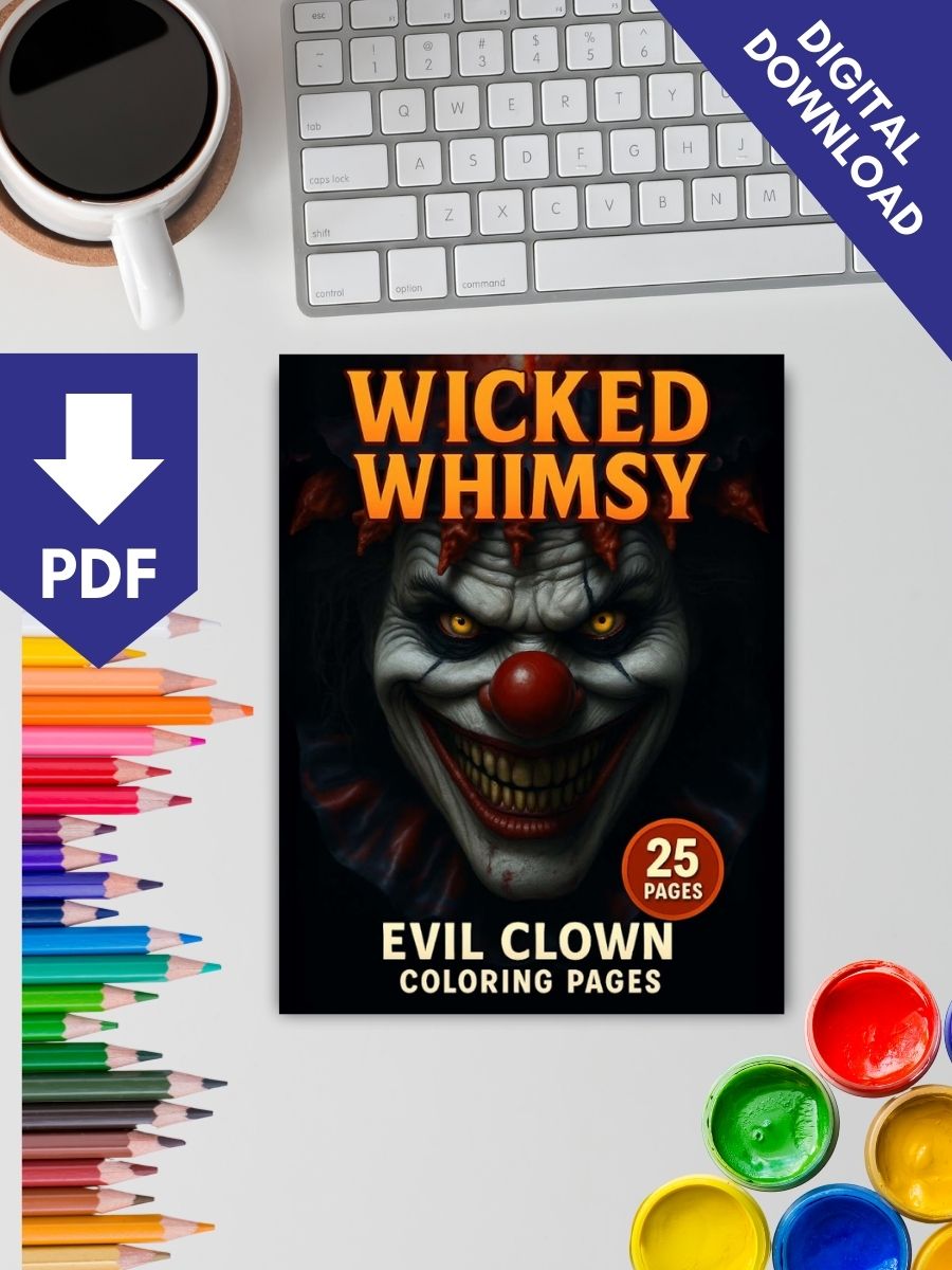 Wicked Whimsy – 25 Evil Clown Coloring Pages - Image 2