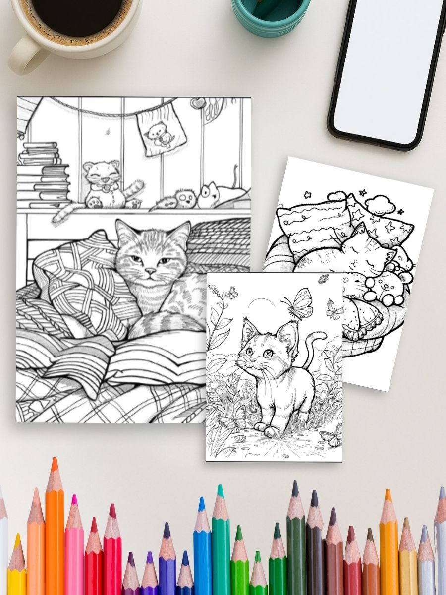 Purrfectly Kawaii – 160 Cute Cat Coloring Pages 4 Purrfectly Kawaii – 160 Cute Cat Coloring Pages - Image 4