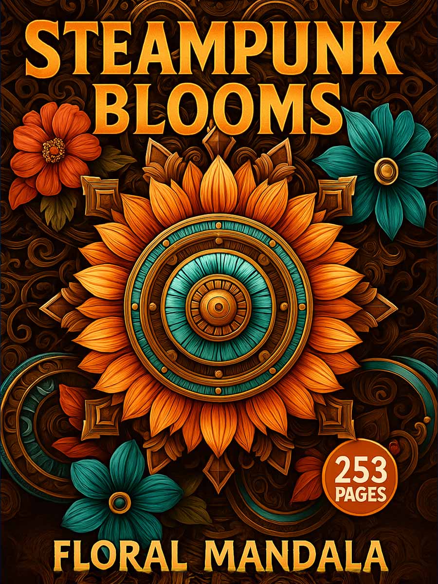 Floral Mandala Coloring Pages – 253 Steampunk Bloom Designs 1 Floral Mandala Coloring Pages – 253 Steampunk Bloom Designs