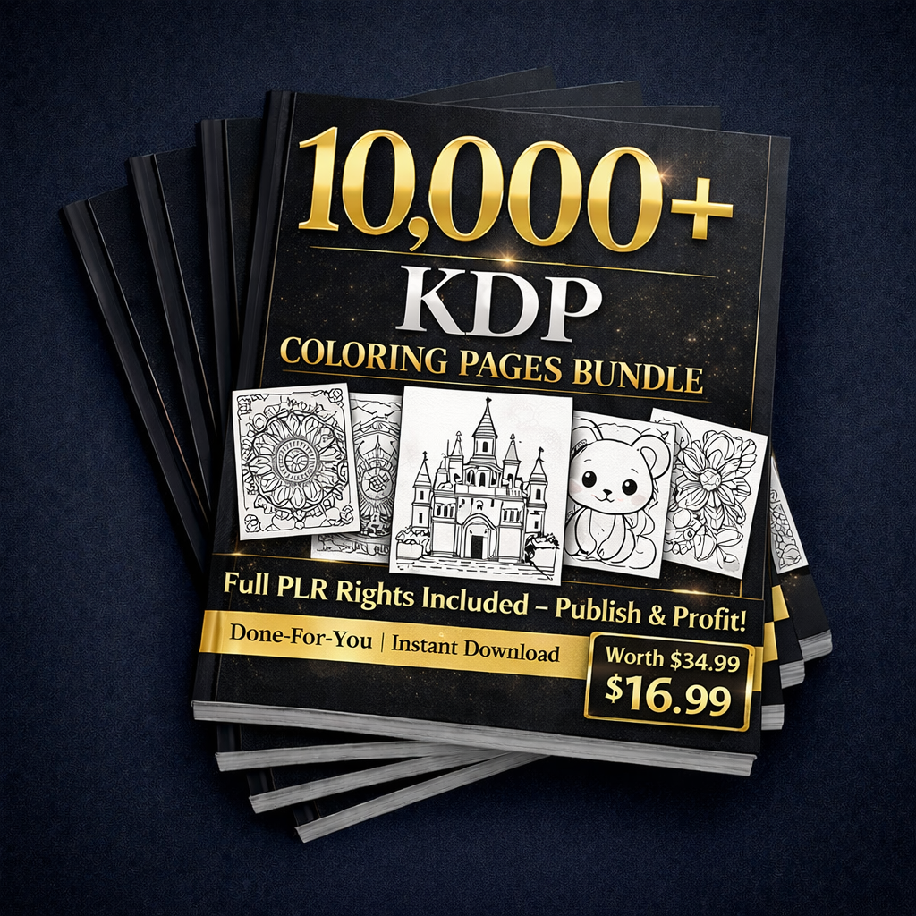 Massive KDP Coloring Book Bundle with PLR – 10,000+ Pages Ready to Sell 1 KDP coloring book bundle with PLR 10000 pages done for you