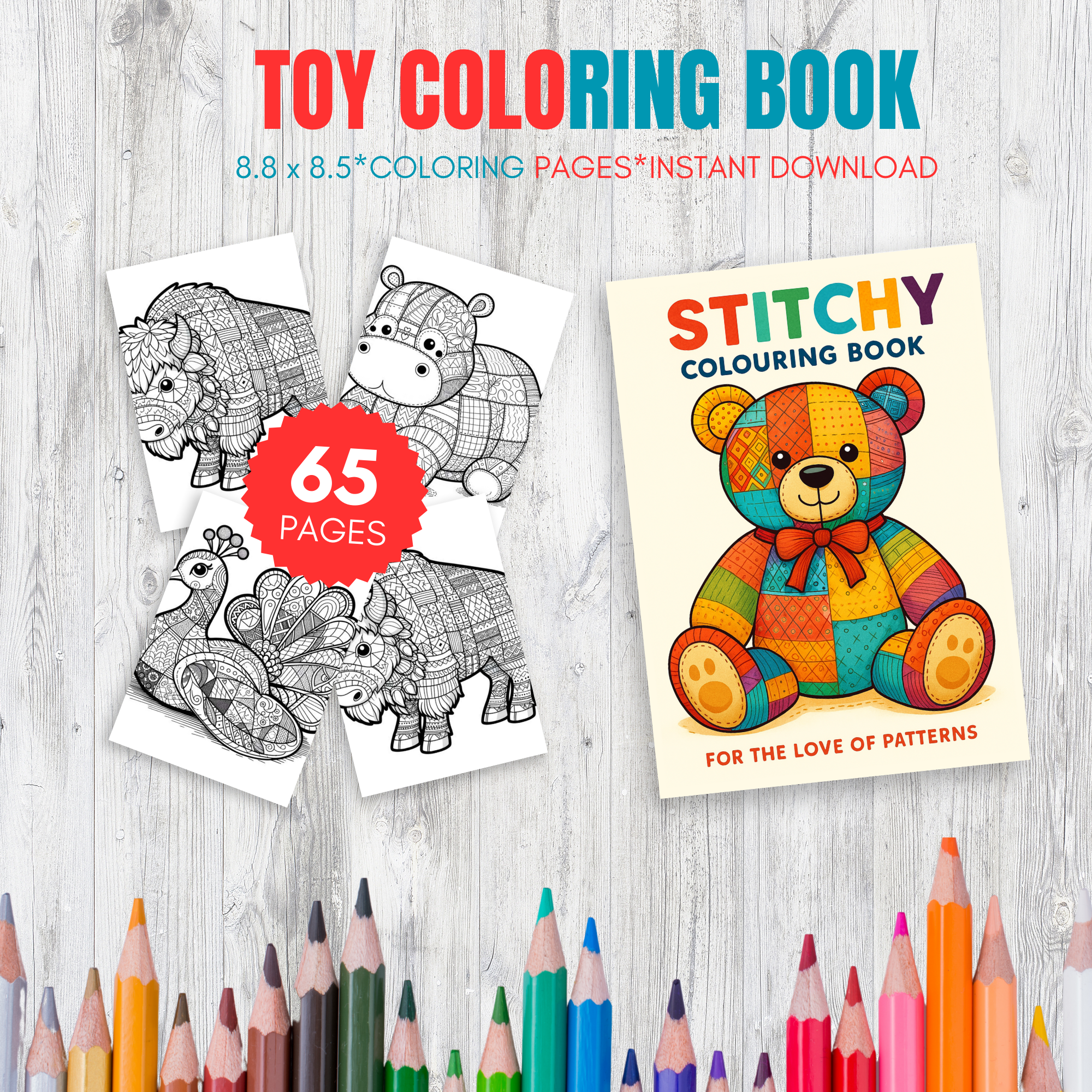 Stitchy Toy Colouring Book: 65 Fun Patchwork Pages - Image 4