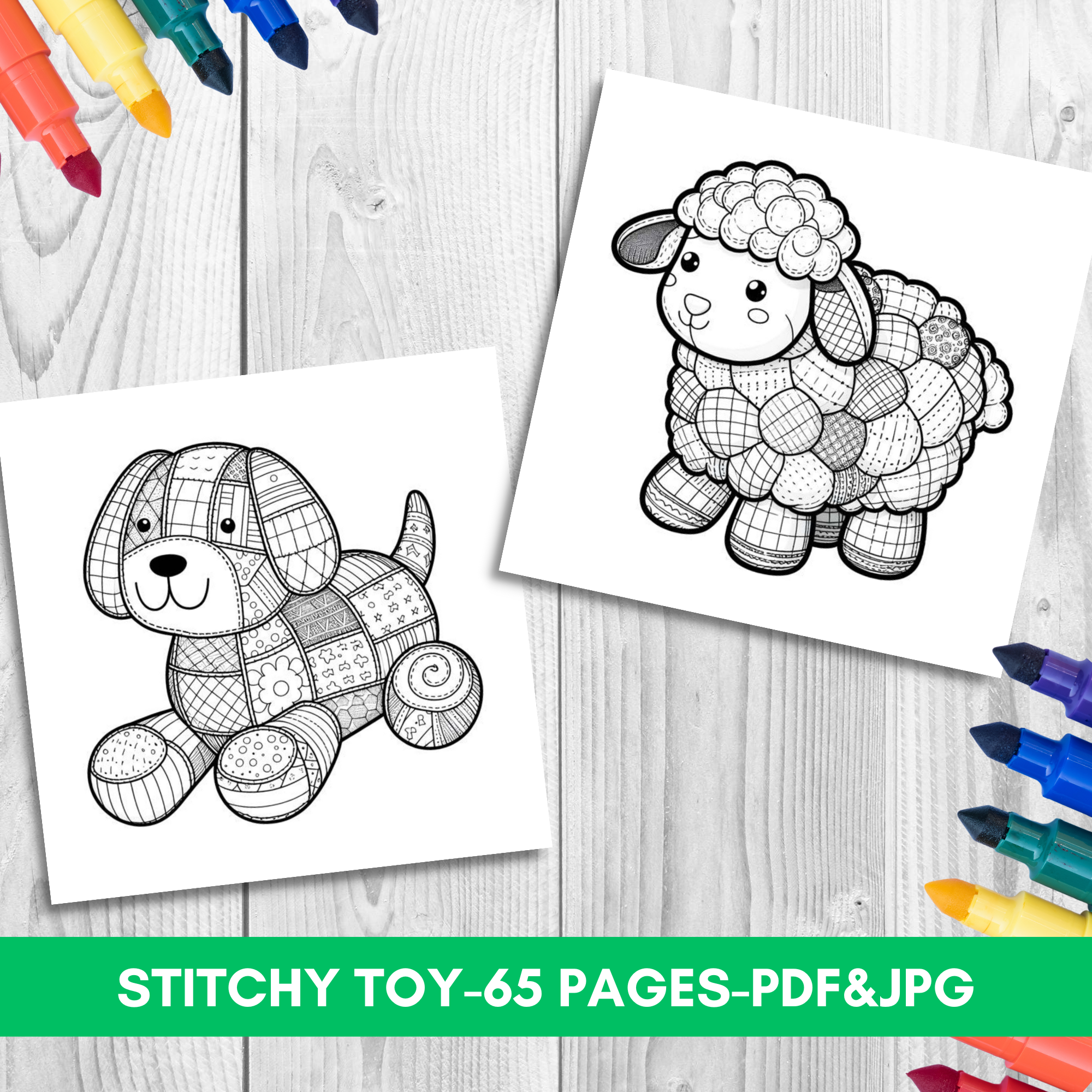 Stitchy Toy Colouring Book: 65 Fun Patchwork Pages - Image 5