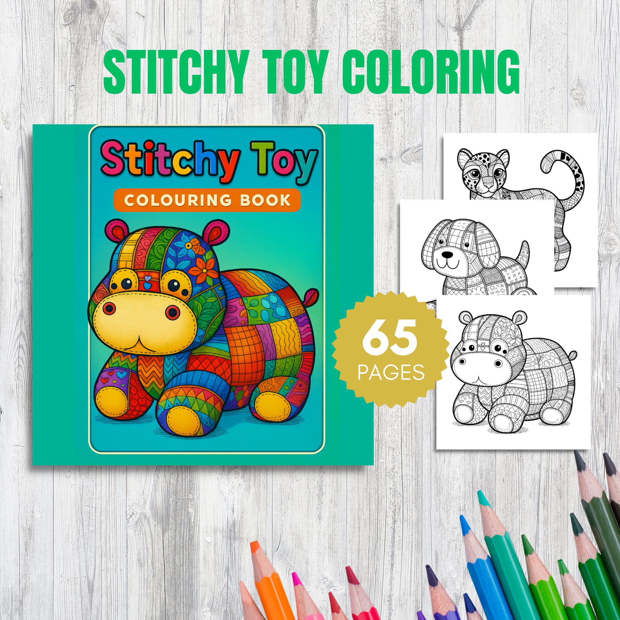 Stitchy Toy Colouring Book: 65 Fun Patchwork Pages - Image 2