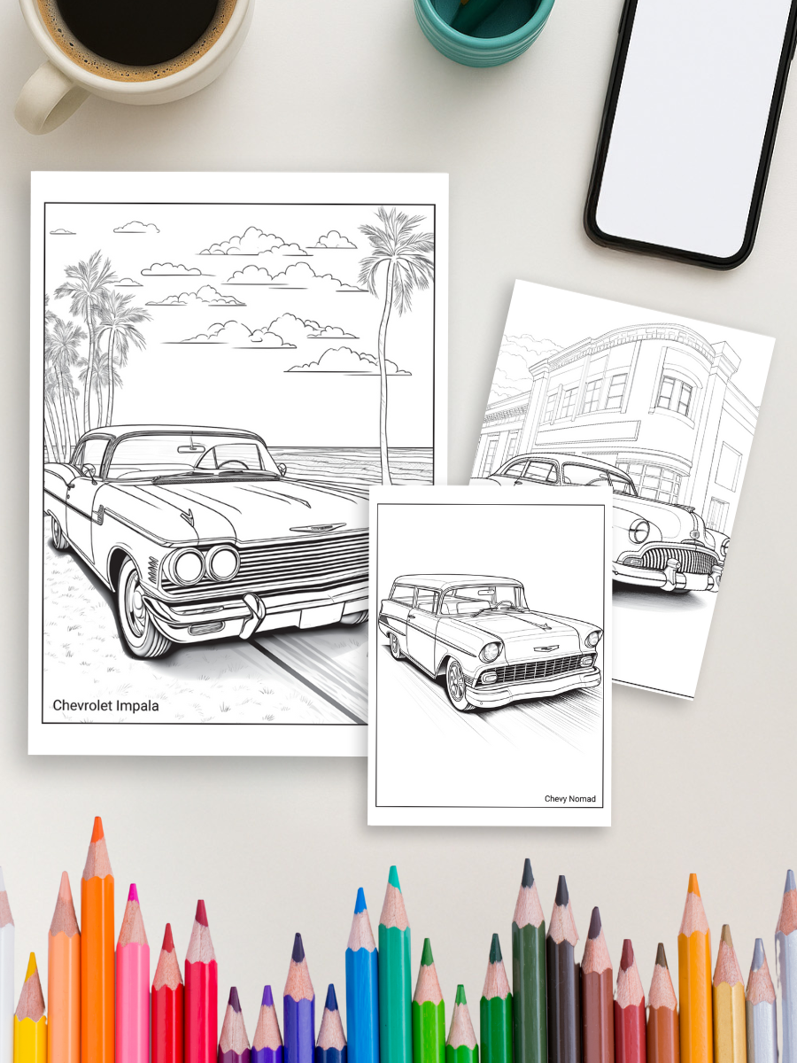Stunning Classic Car Coloring Book for Adults – 75 Vintage Cars + 8 Colored Covers 4 Stunning Classic Car Coloring Book for Adults – 75 Vintage Cars + 8 Colored Covers - Image 4