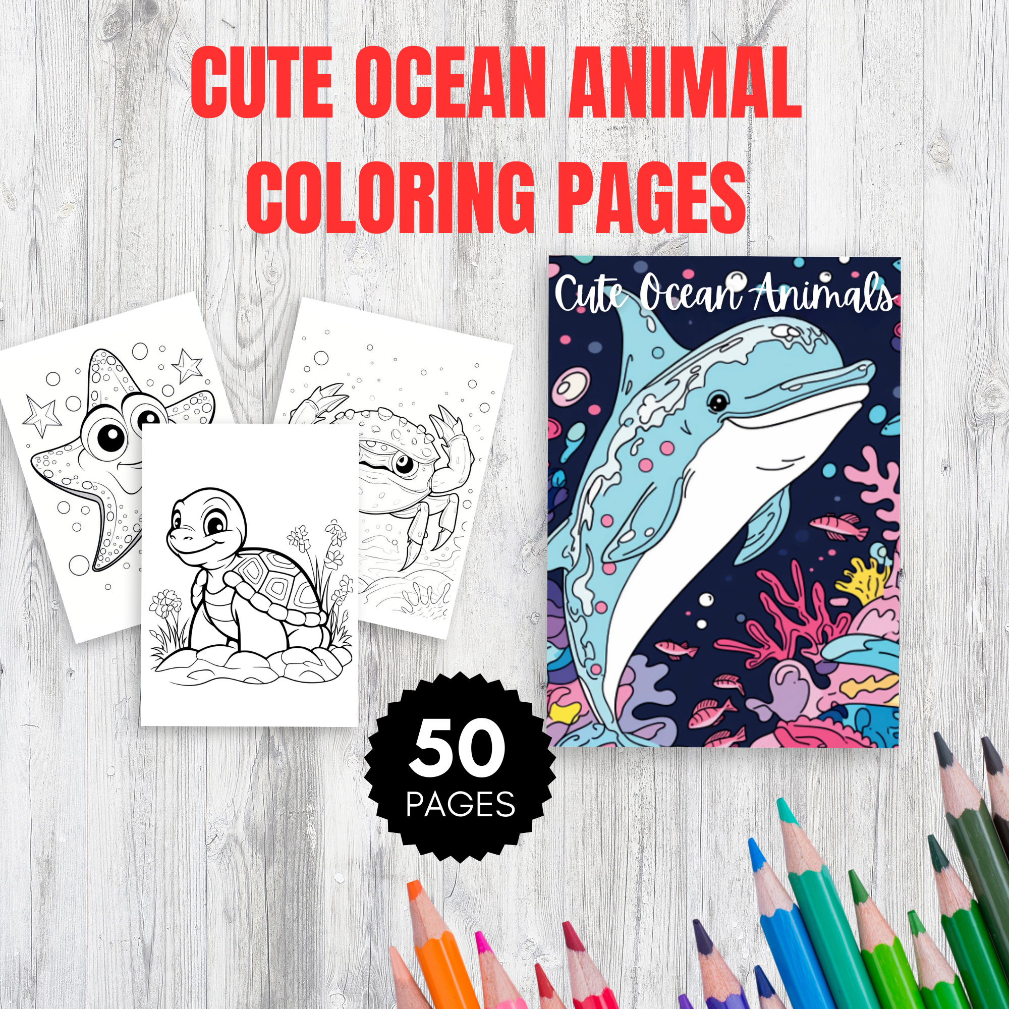Cute Ocean Animals Coloring Printable
