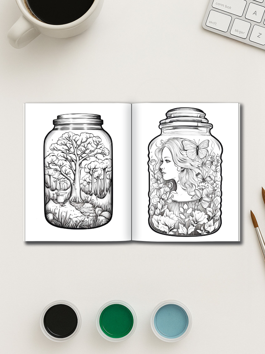 Life in a Jar Coloring Book for Adults – 180+ Cozy Jar Scene - Image 4