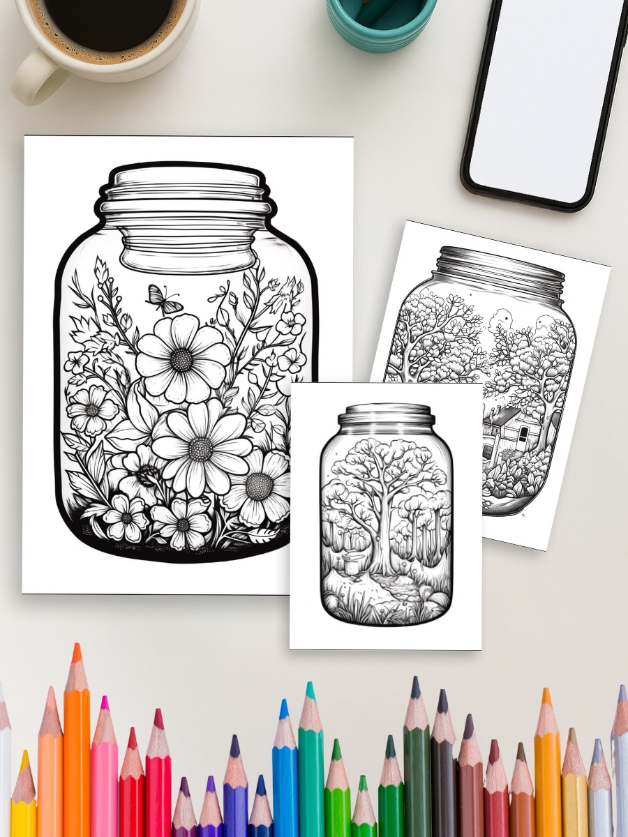 Life in a Jar Coloring Book for Adults – 180+ Cozy Jar Scene - Image 3