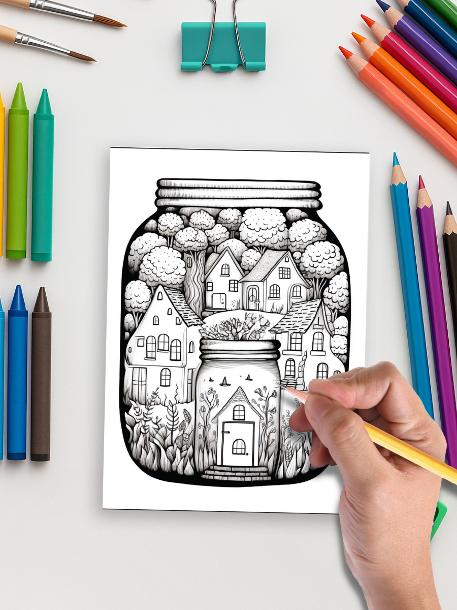 Life in a Jar Coloring Book for Adults – 180+ Cozy Jar Scene - Image 2