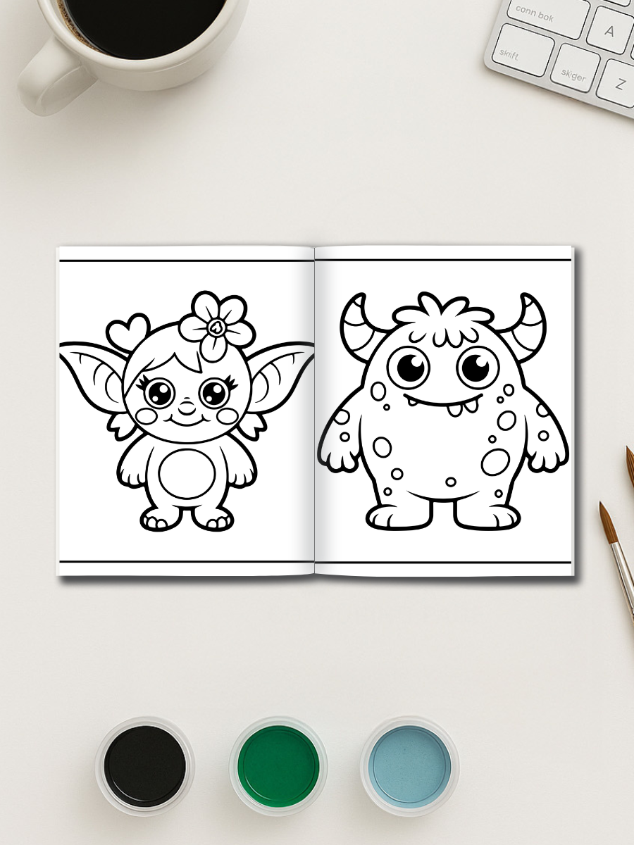 Cute Monster Coloring Book for Kids Ages 4–8 – 51 Adorable Monsters | Instant Download 5 Cute monster coloring book pages
