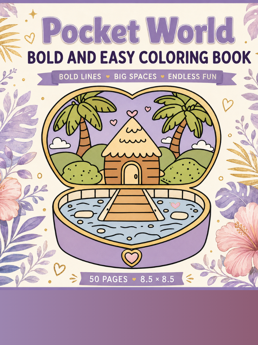 Bold and Easy Pocket World Coloring Pages — 50 Amazing Pages 1 Coloring book cover with tropical theme