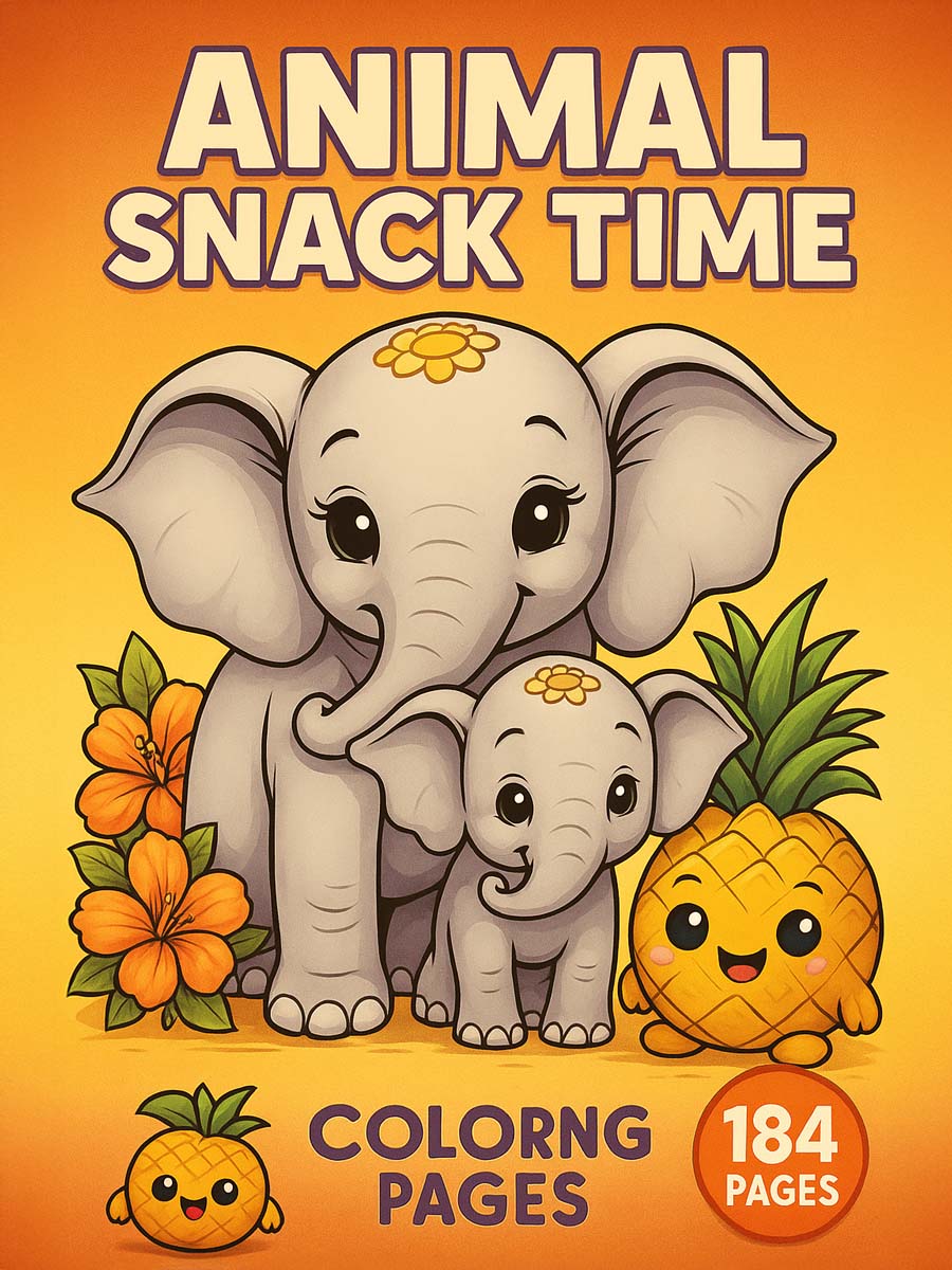 Animal & Snack Time – 184 Animals & Fruits Coloring Pages for Kids 1 Animal Snack Time – Kids Animals Fruits Pages 184 Pages