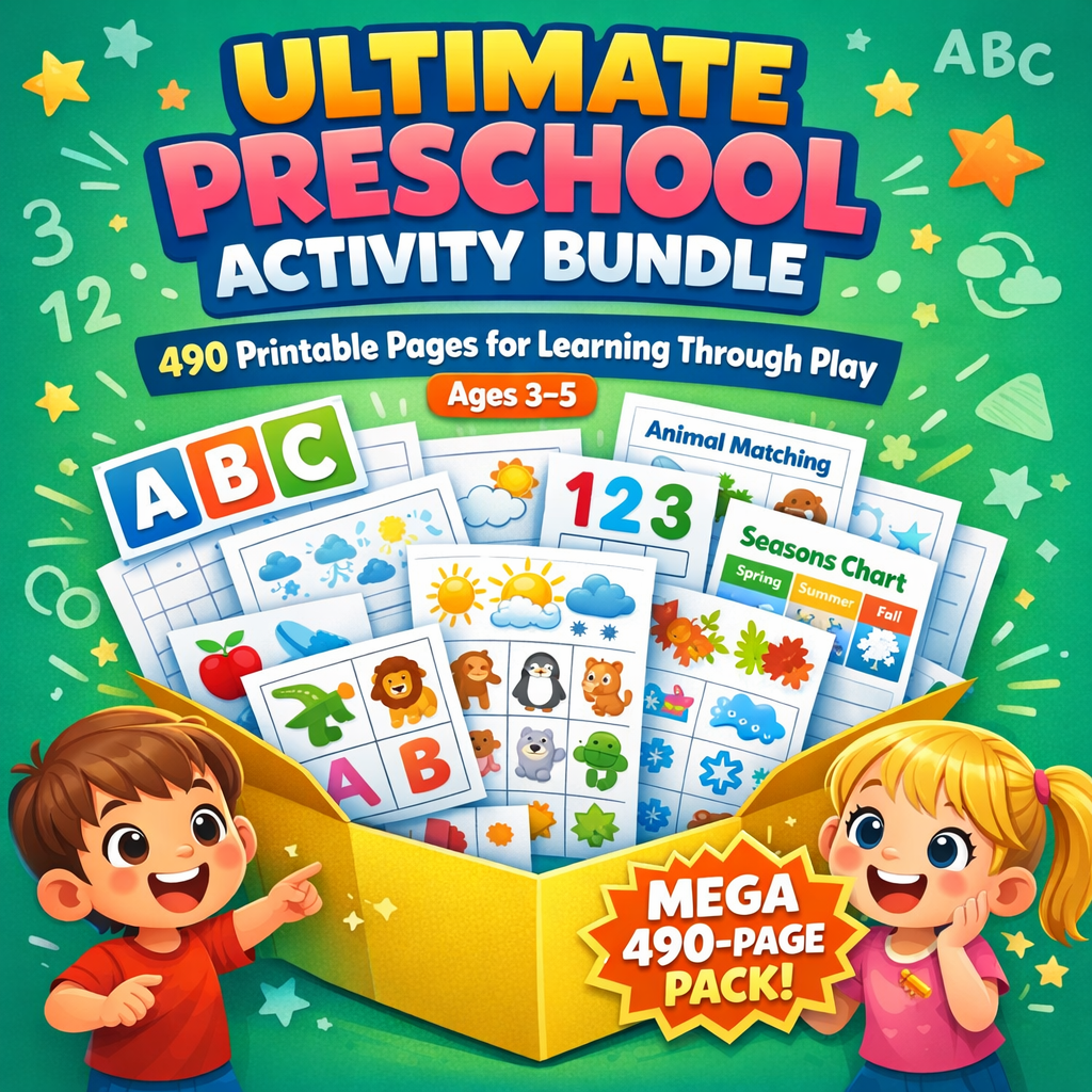 Preschool Learning Bundle | 490+ Printable Activity Pages 1 ChatGPT Image Apr 15 2026 09 42 48 PM