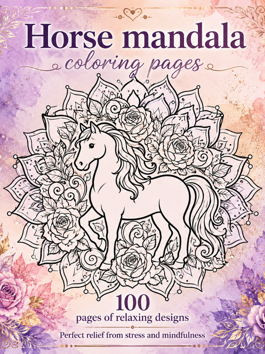 Horse Mandala Coloring Pages for Adults | 100 Relaxing Designs for Stress Relief & Mindfulness 1 horse mandala coloring pages