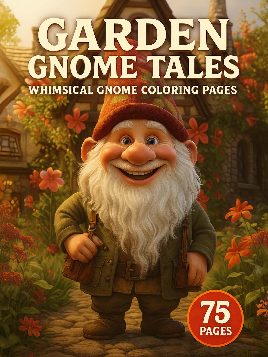 Garden Gnome Tales – 75 Whimsical Gnome Coloring Pages 1 Garden Gnome Tales – Whimsical Gnome Coloring Pages 75 Pages