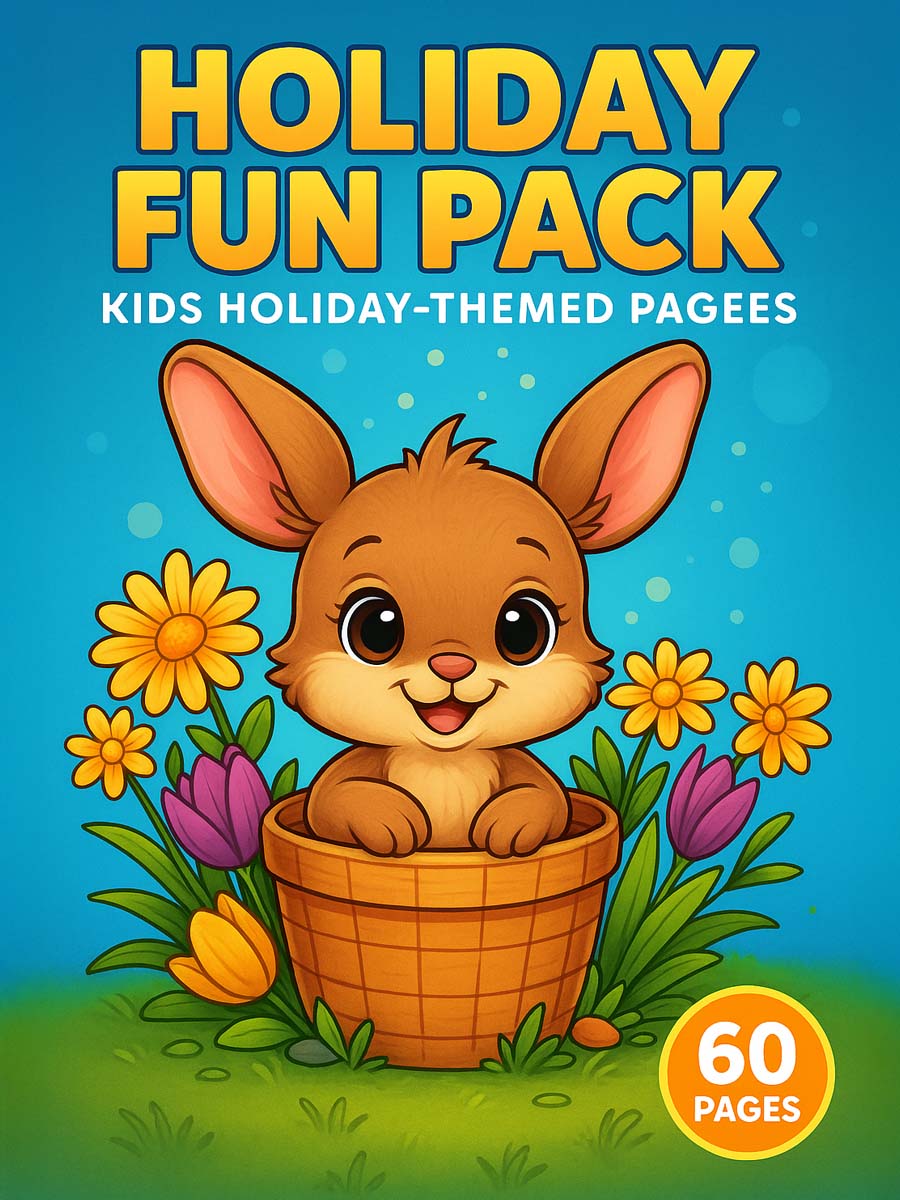 Holiday Fun Pack – 60 Kids Holiday-Themed Coloring Pages 1 Holiday Fun Pack – Kids Holiday Themed Pages 60 Pages