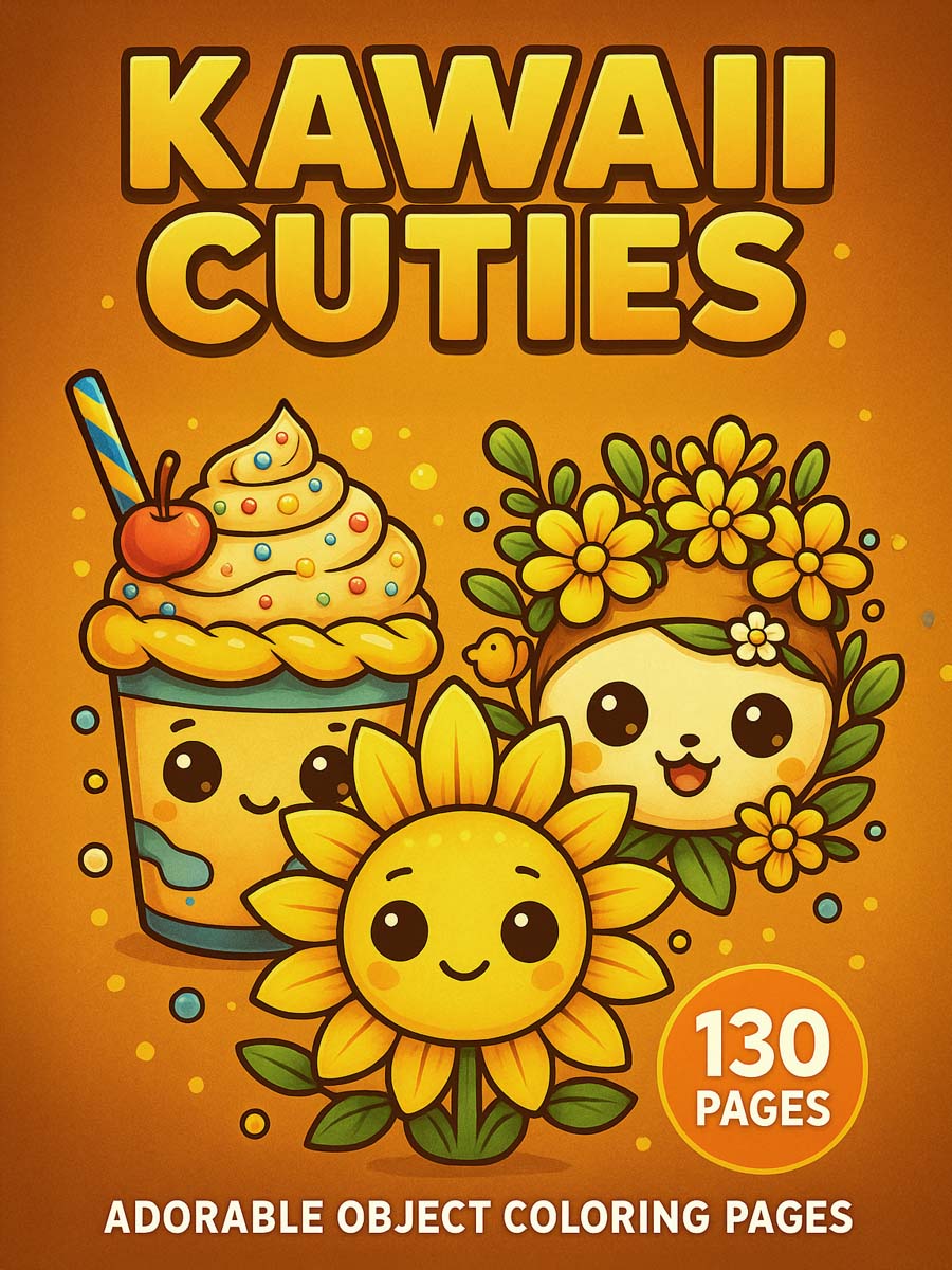 Kawaii Cuties – 130 Adorable Everyday Object Coloring Pages 1 Kawaii Cuties – Adorable Object Coloring Pages 130 Pages