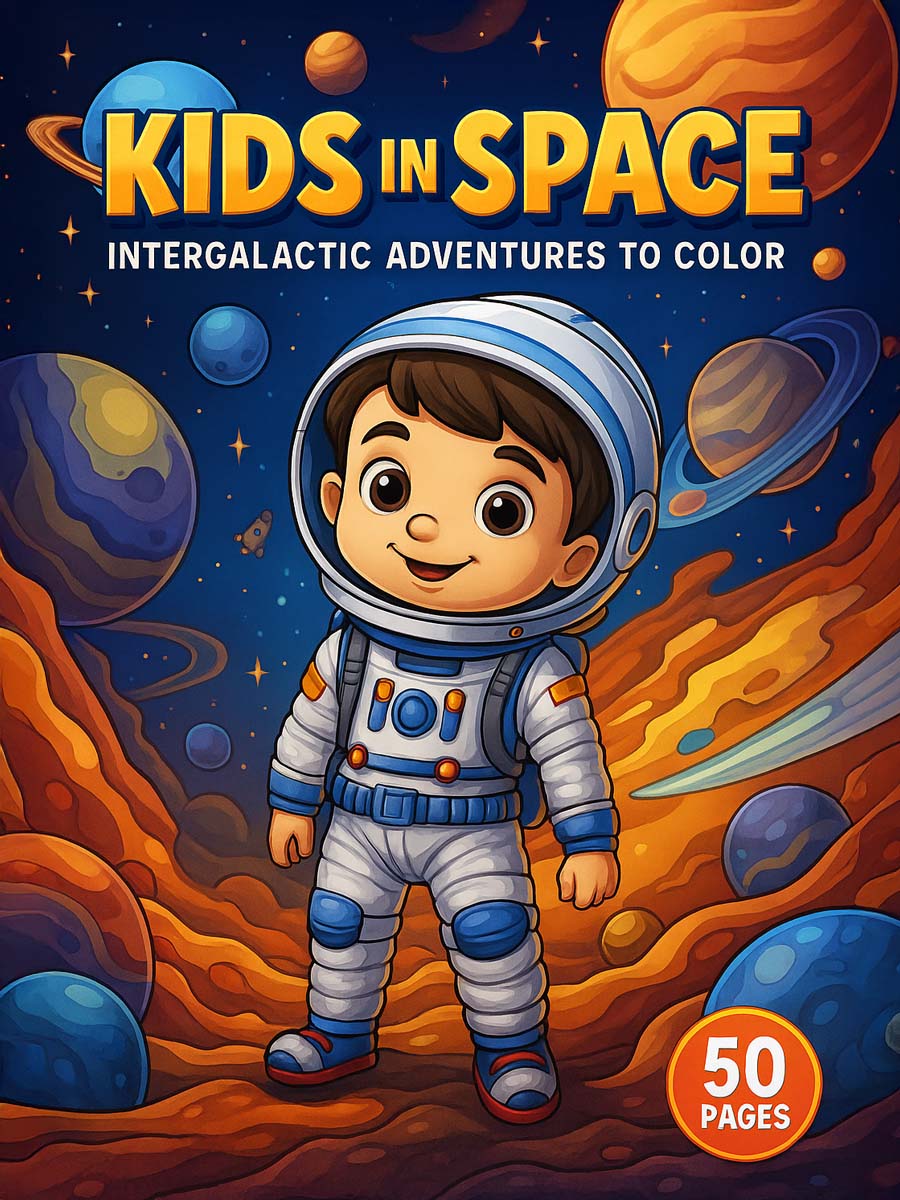 Kids in Space – 50 Intergalactic Adventures to Color 1 Kids in Space – Intergalactic Adventures to Color 50 Pages