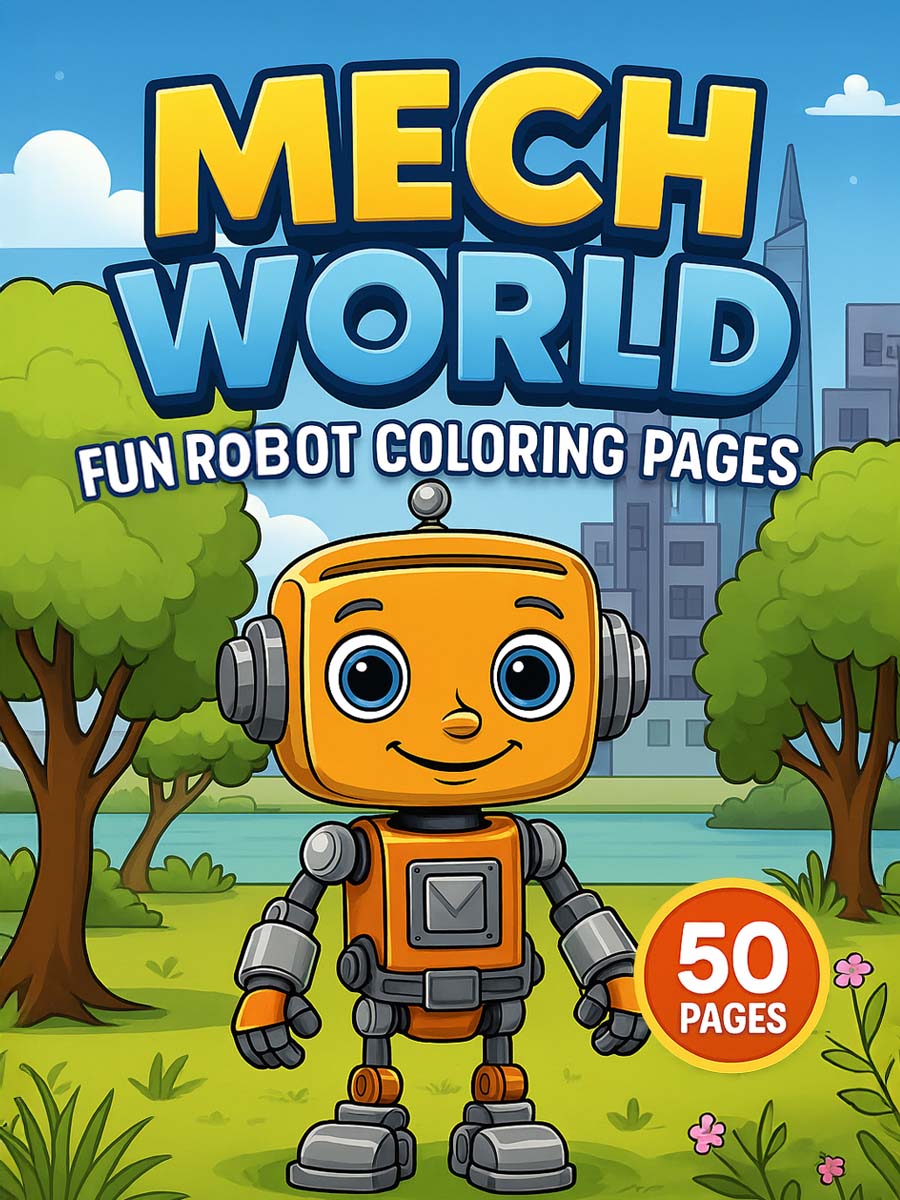 Mech World – 50 Fun Robot Coloring Pages 1 Mech World – Fun Robot Coloring Pages 50 Pages
