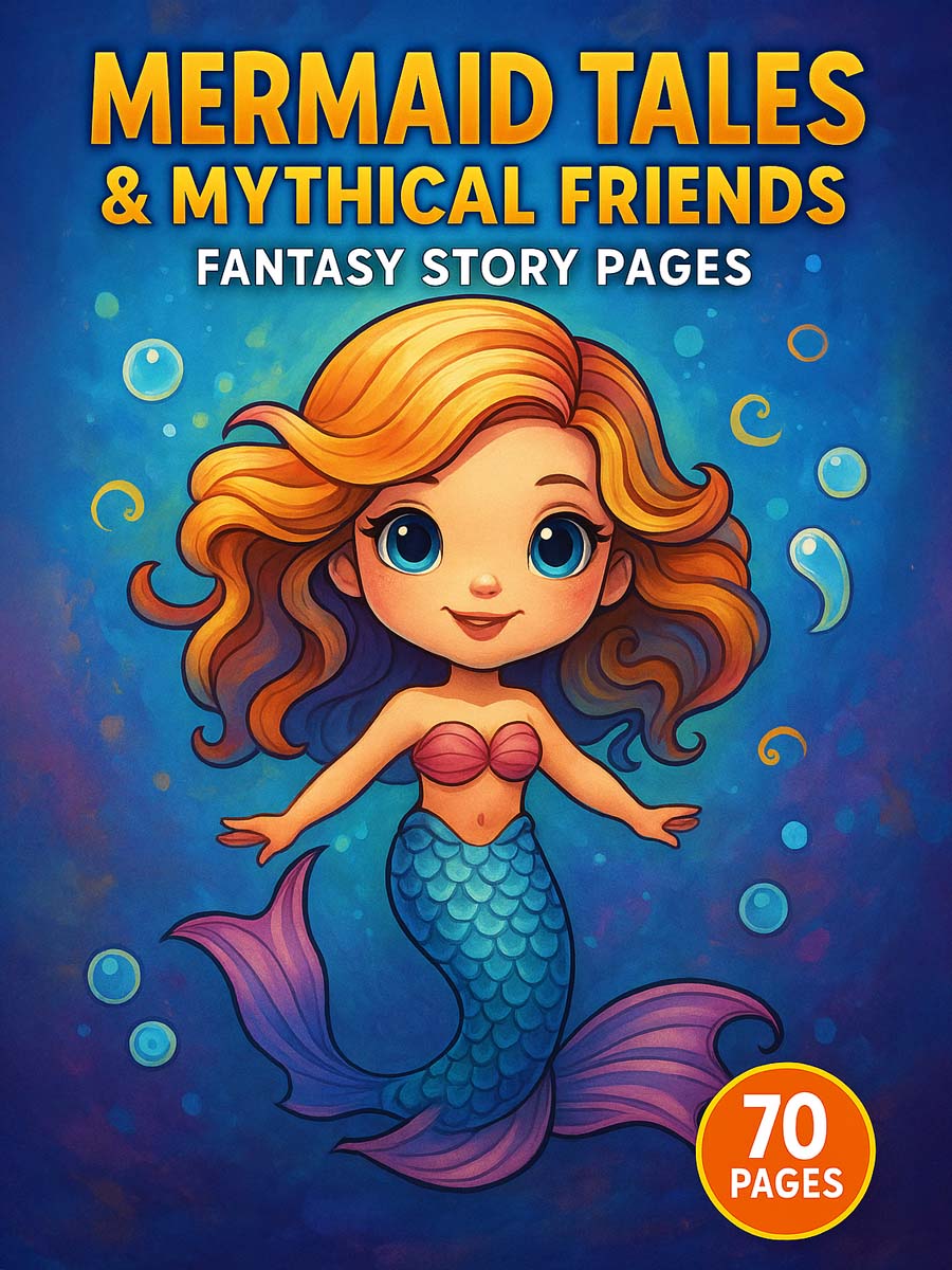 Mermaid Tales & Mythical Friends – 70 Fantasy Story Coloring Pages 1 Mermaid Tales Mythical Friends – Fantasy Story Pages 70 Pages