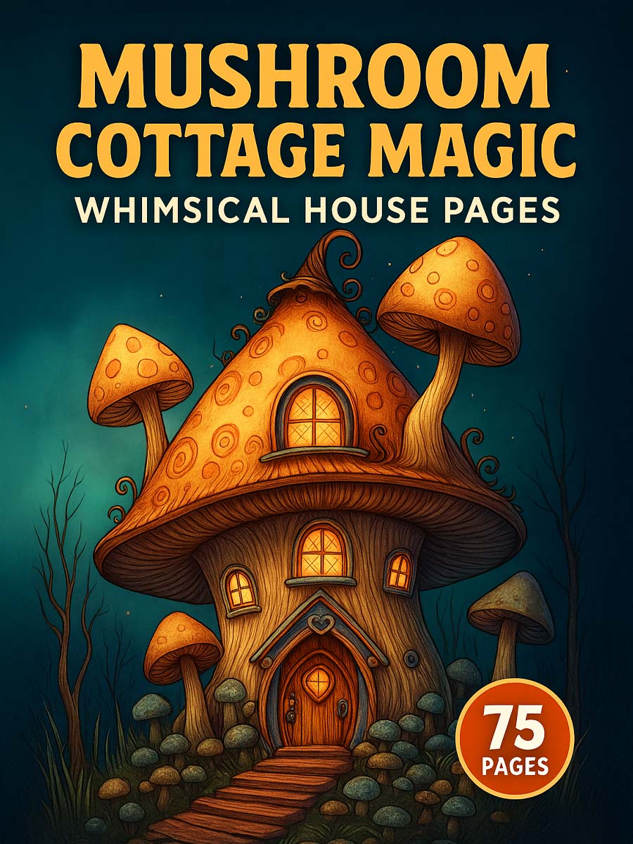 Mushroom Cottage Magic – 75 Whimsical House Pages 1 Mushroom Cottage Magic – Whimsical House Pages 75 Pages