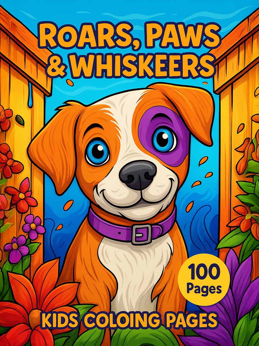 Roars, Paws & Whiskers - 100 Kids Coloring Pages 1 Roars Paws Whiskers Kids Coloring Pages