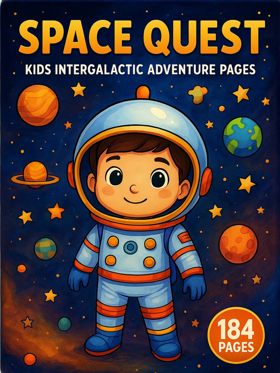 Space Quest – 184 Intergalactic Adventure Pages for Kids 1 Space Quest – Kids Intergalactic Adventure Pages 184 Pages