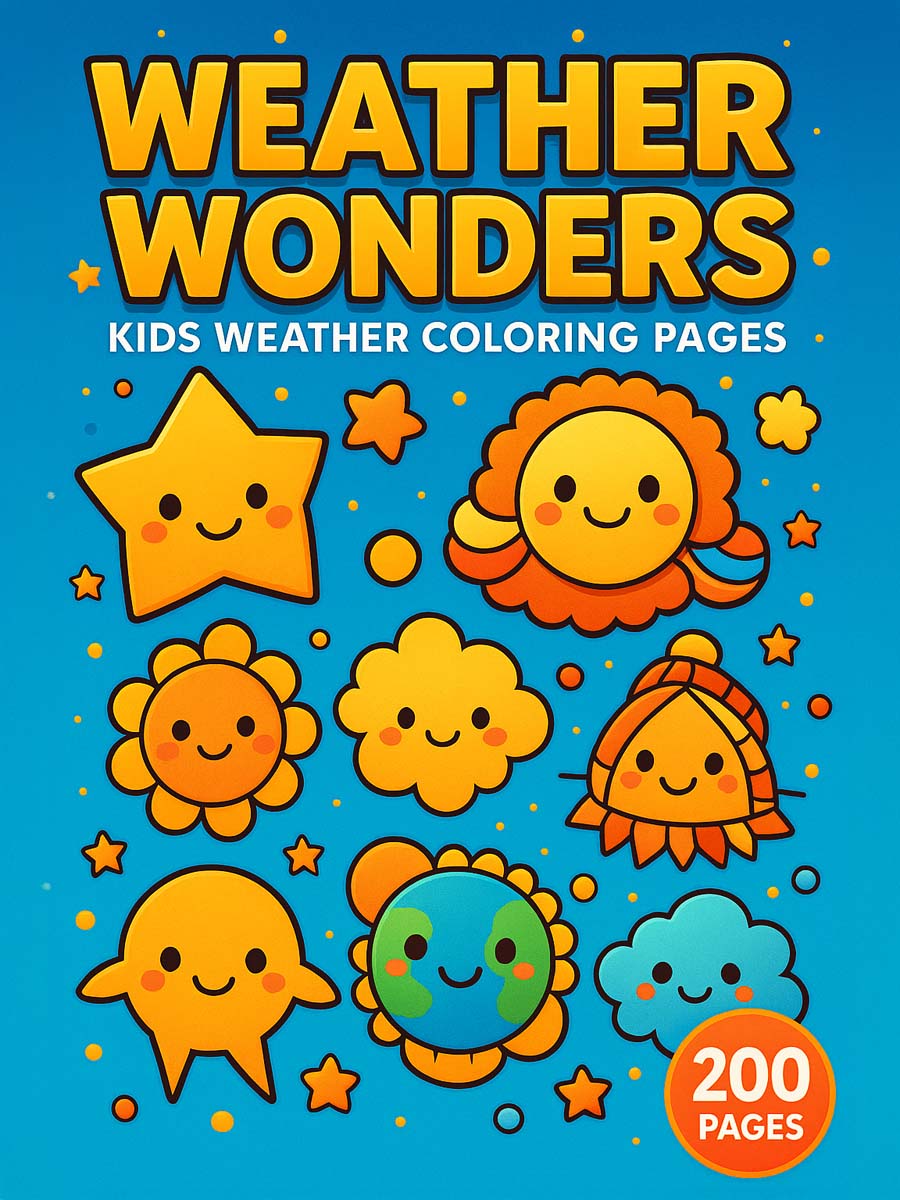 Weather Wonders – 200 Weather & Season-Themed Coloring Pages 1 Weather Wonders – Kids Weather Coloring Pages 200 Pages