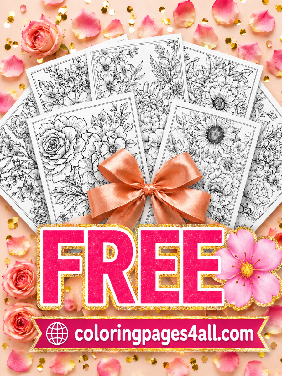Free Floral Coloring Pages – 9-Page Printable Download 1 Wildflower illustrations for instant download
