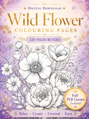PLR Wild Flower Coloring Pages — Print & Resell 220 Pages