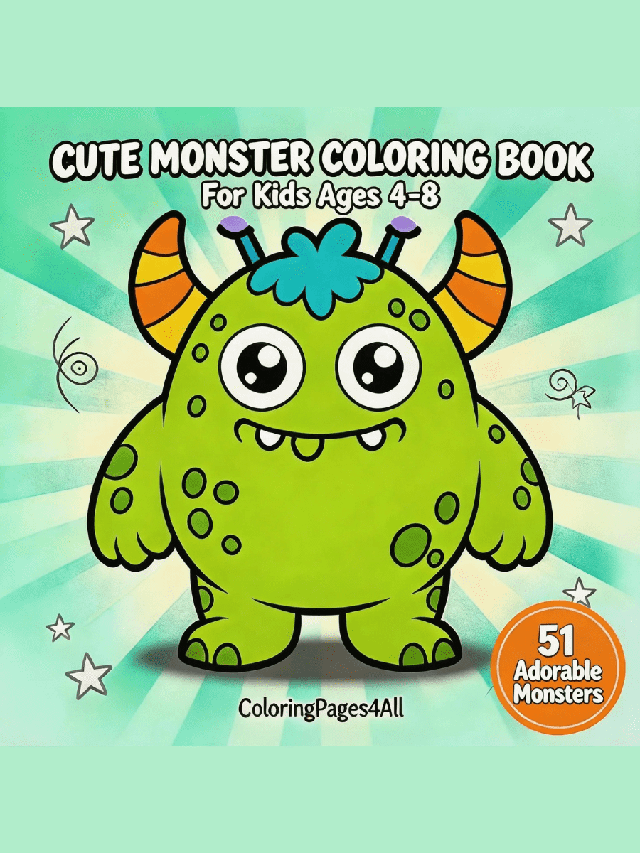 Cute Monster Coloring Book for Kids Ages 4–8 – 51 Adorable Monsters | Instant Download 1 Cute monster coloring book pages