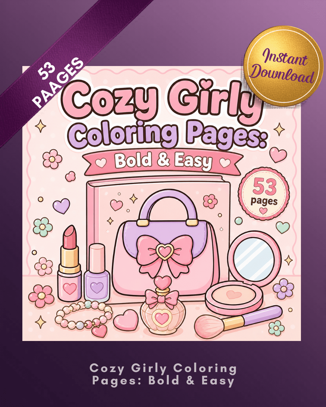 Girly Coloring Pages | Cozy Bold & Easy Printable Coloring Book PDF – 53 Pages 1 girly coloring pages